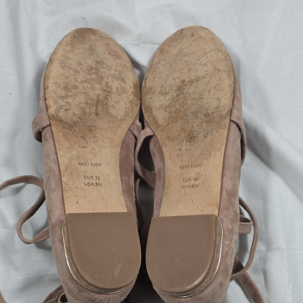 Diane Von Furstenberg Blush Suede Lace-Up Ballet Flats - Picture 7 of 8